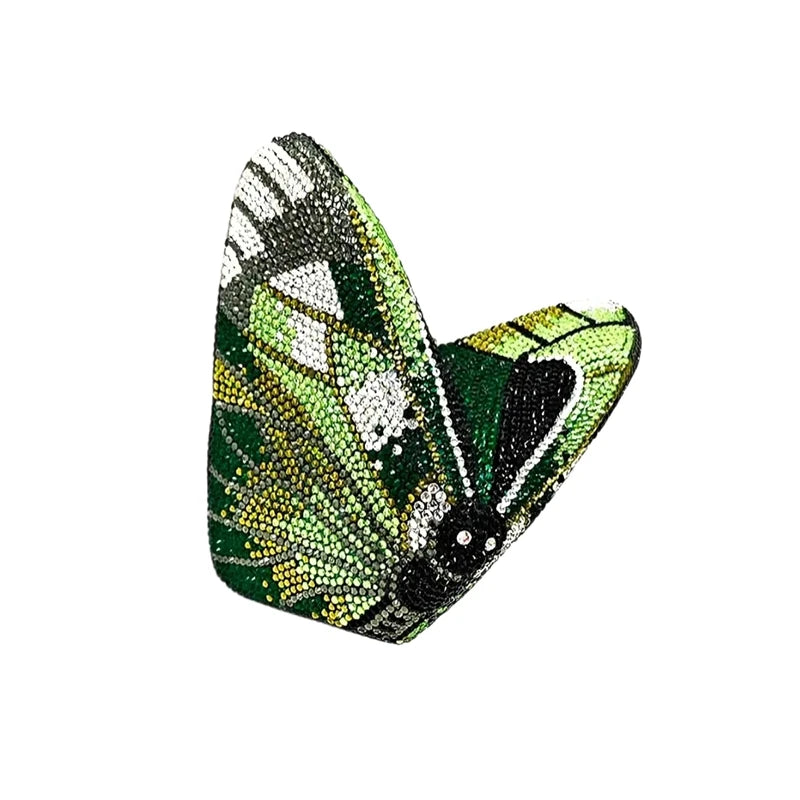 Butterfly-shaped luxury crystal evening clutch bag for women, rhinestone purse for weddings and parties